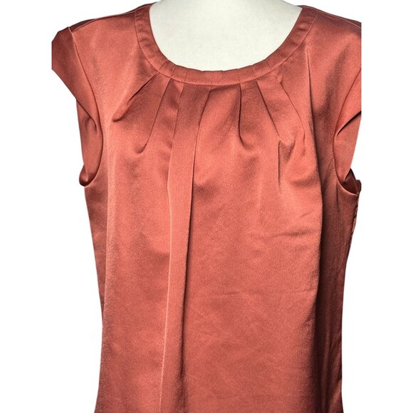 Liz Claiborne Womens S Brown Rust silk Satin Styles Sleeveless blouse shell - Picture 2 of 10